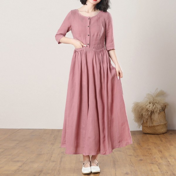Breathable Lounge Linen Dress