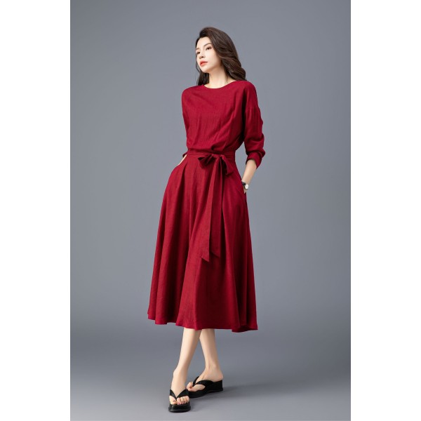Burgundy midi dress