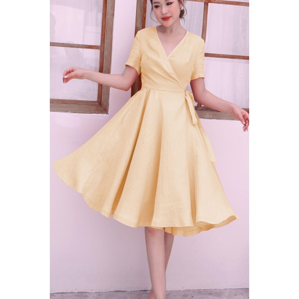 Women's Summer Linen Wrap Dress