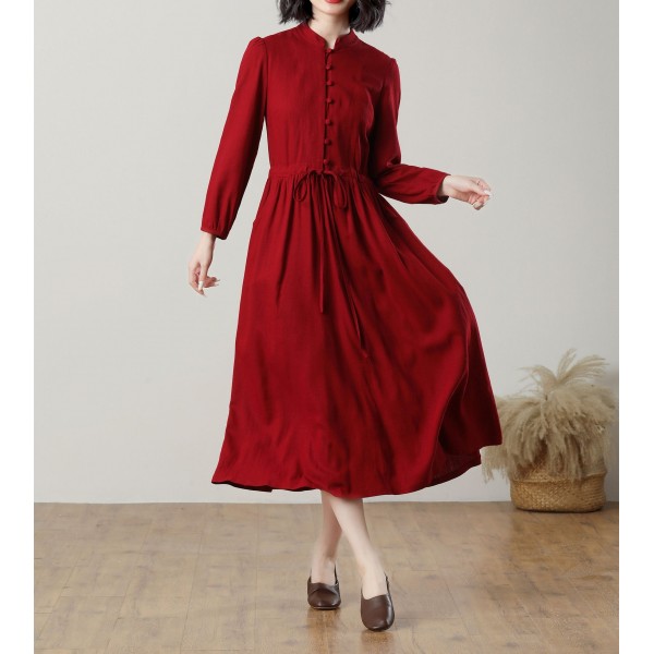 Women's red midi dress